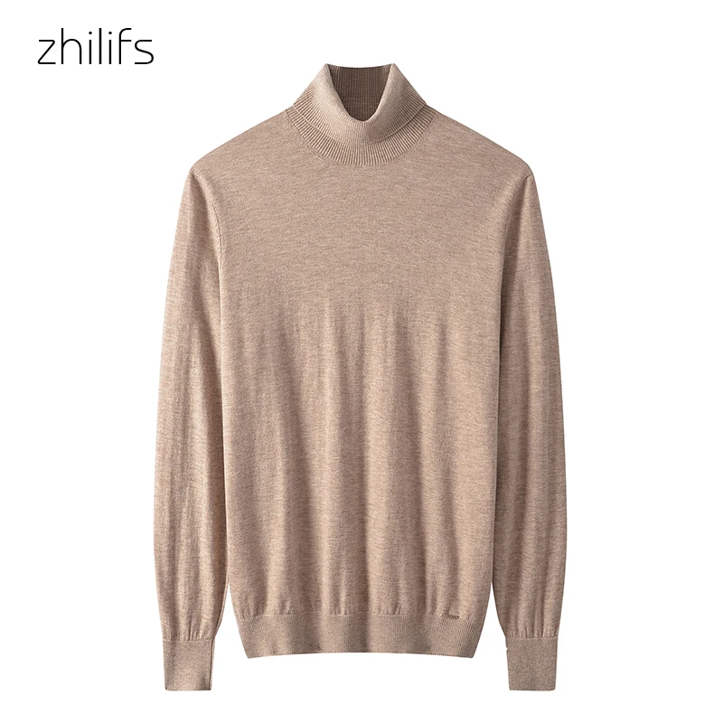 Top Trends: High Quality 2021 Spring And Autumn Sweater Men Turtleneck Long-sleeved Sweaters 16 Needle Superfine Merino Wool Knitted Tees Shoppable Styles - Image 3