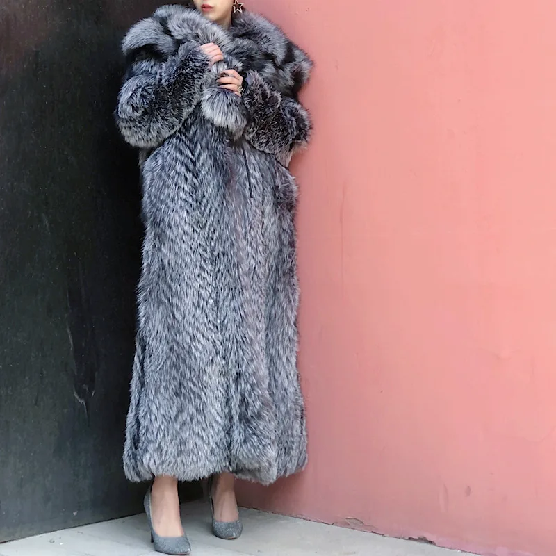 Top Trends: New Off Season Special Price In Autumn And Winter Of 2021 Silver Fox Full Skin Lapel Young Super Long Fur Lady's Coat Shoppable Styles