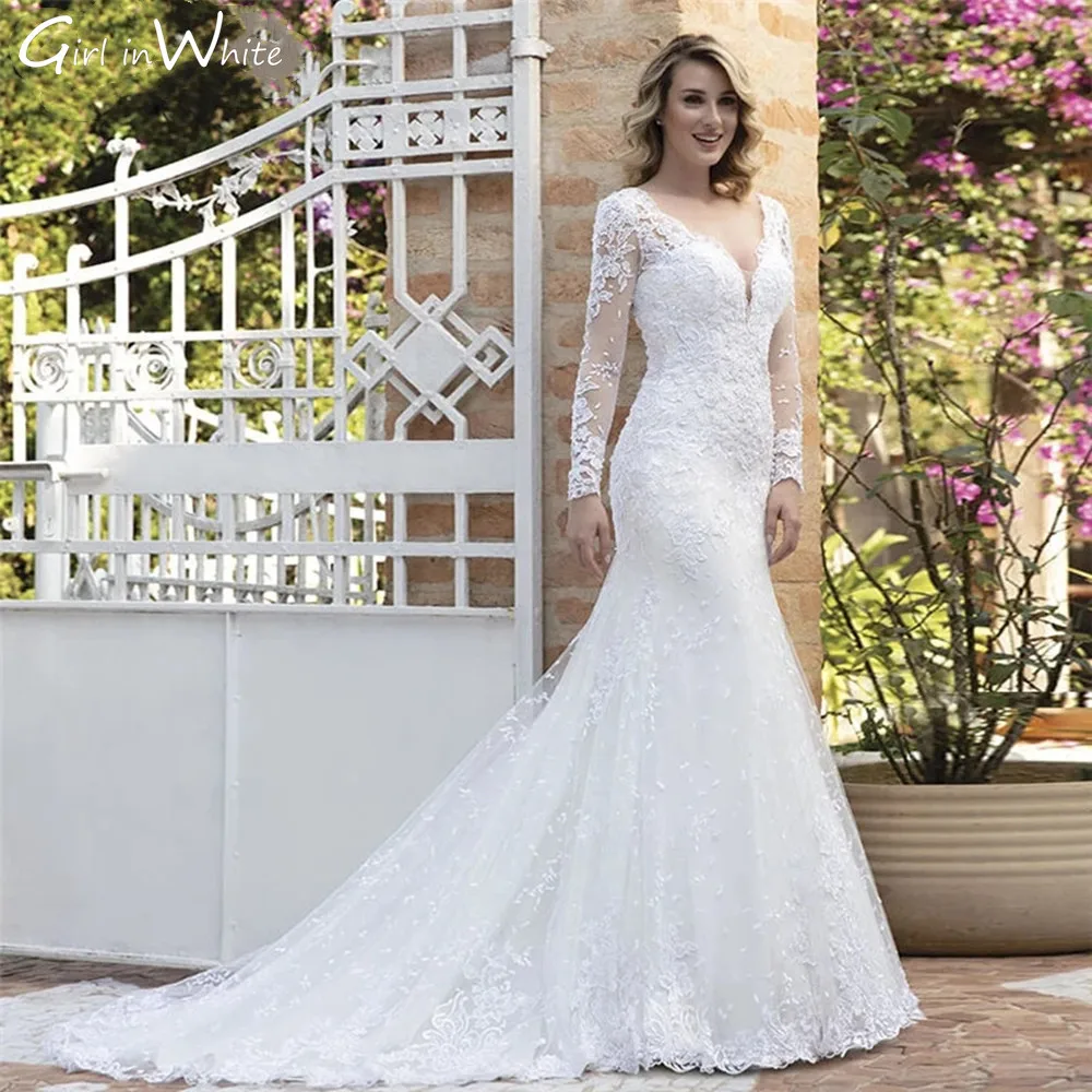 Top Trends: African Long Sleeve Mermaid Wedding Dress 2023 Lace Appliques Sexy Illusion Back Bride Dresses Vestidos De Novia Bridal Gowns Shoppable Styles