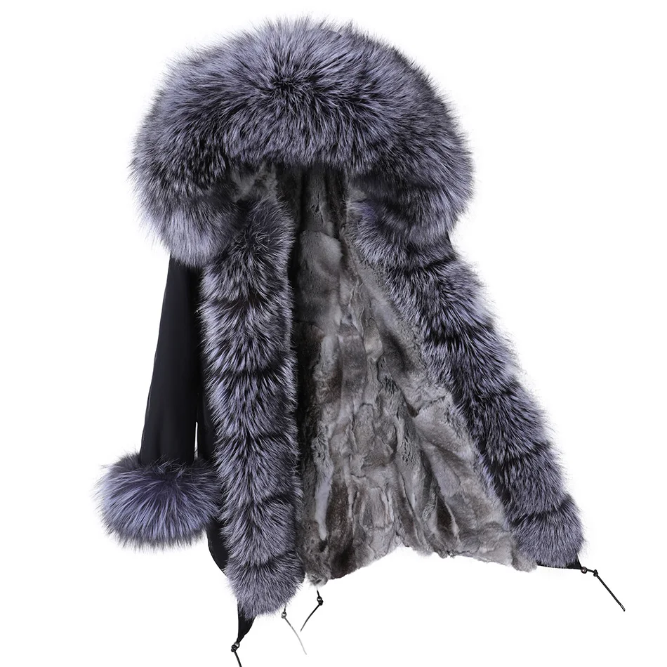 Top Trends: Maomaokong Women Coat Winter Natural Raccoon Fox Fur Collar Long Coat Real Rabbit Fur Lining Parkas Women's Jacket Shoppable Styles