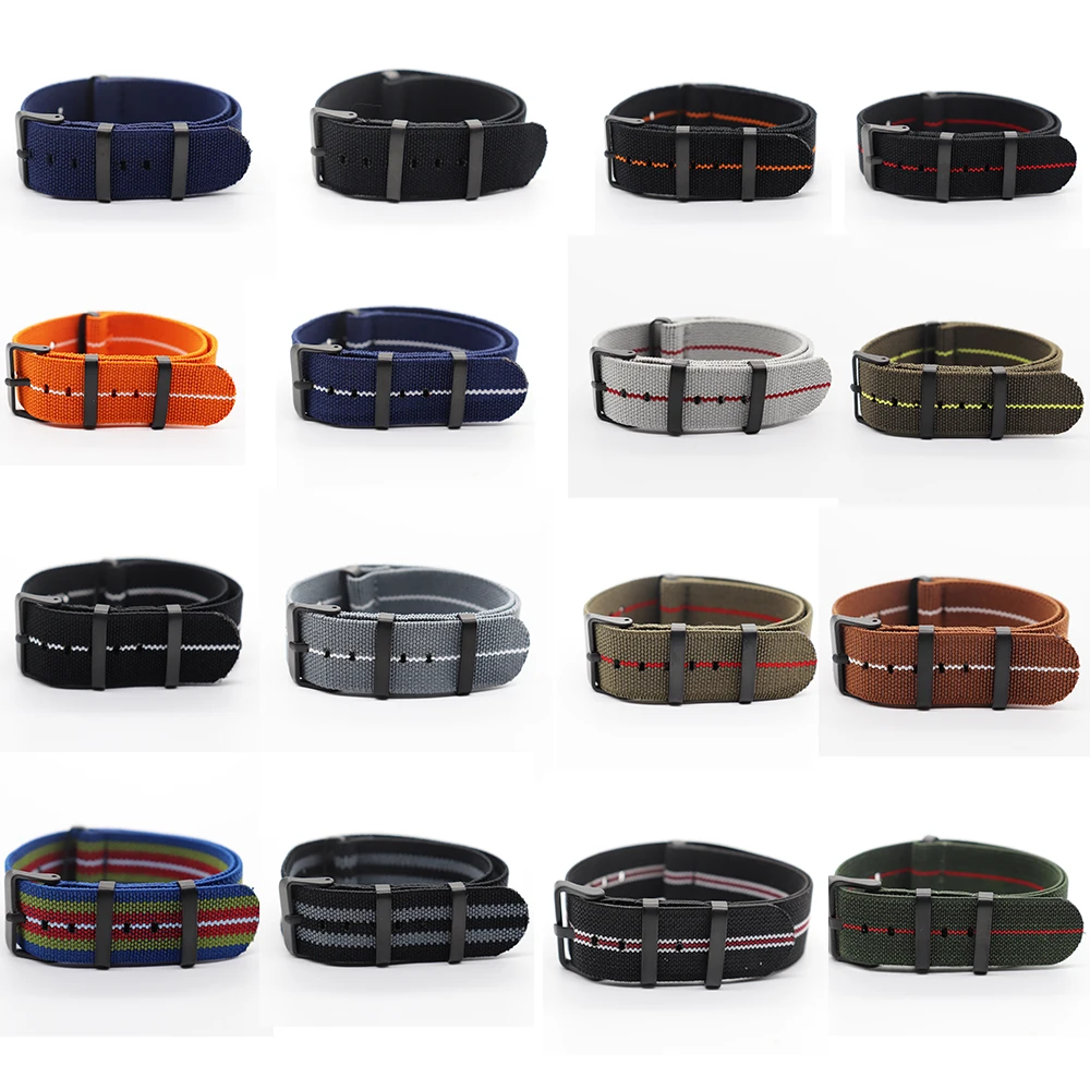 Top Trends: Nato Nylon Strap Watch Elastic Belt For French Troops Parachute Bag Watchband Black Buckle 20mm 22mm Military Wristwatch Band Shoppable Styles