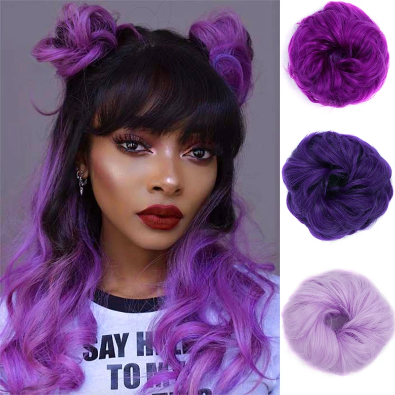 Top Trends: XUANGUANG Synthetic Elastic Hair Scrunchie Chignon Donut Roller Bun Wig Curly Clip In Hair Ponytails Extensions Many Colors Shoppable Styles