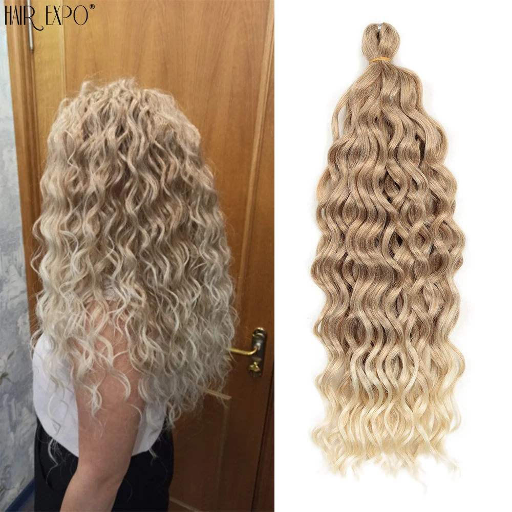 Top Trends: 18" 24" Ocean Wave Crochet Braids Hair Synthetic Hair Hawaii Afro Curl Deep Wave Braiding Hair Extensions Water Wave Braids Hair Shoppable Styles