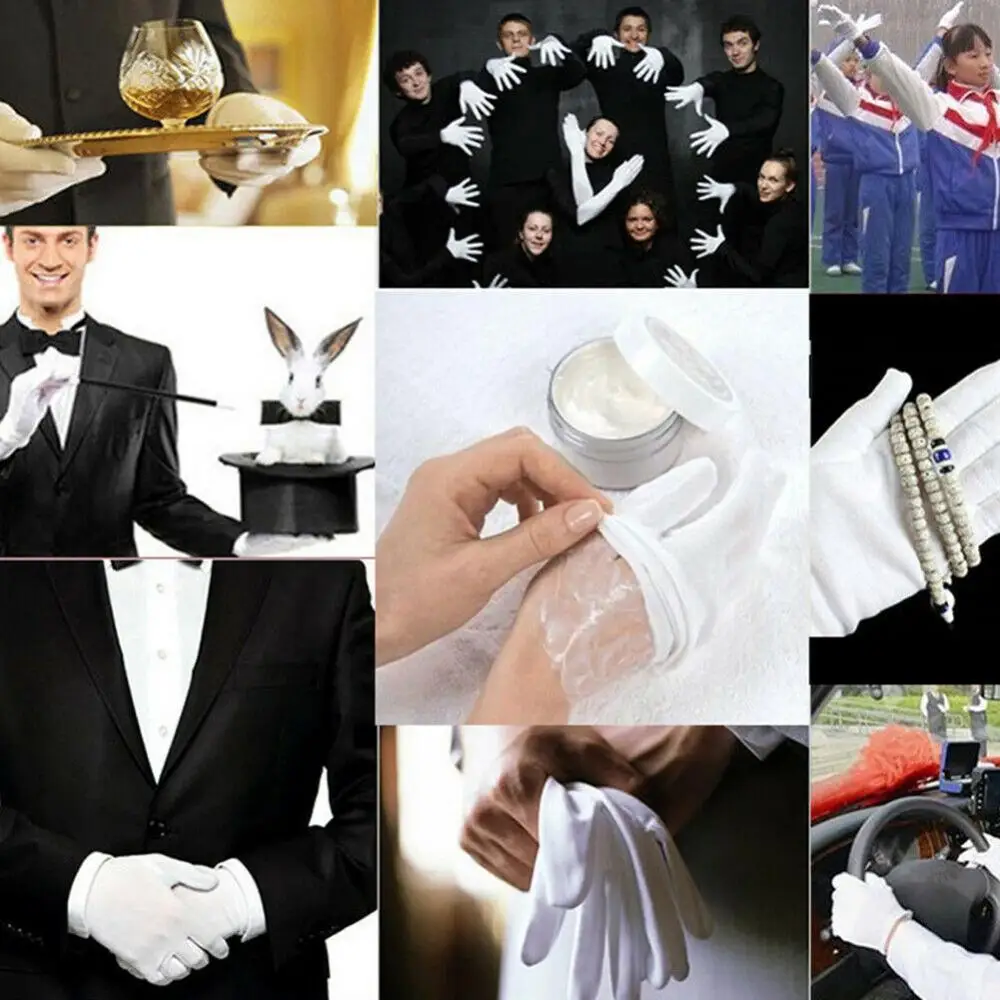 Top Trends: 12 Pairs White Gloves Cotton Breathable Work Jewelry Inspection Etiquette Gloves Protector Coin Worker Shoppable Styles - Image 2