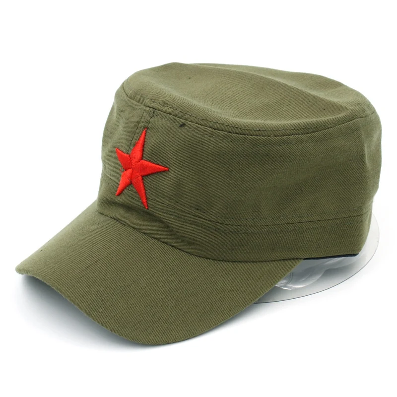 Top Trends: Mistdawn Unisex Cotton Military Cap Spring Summer Beach Outdoor Street Street Cool Church Sunhat Flat Top Hat With Red Star Shoppable Styles - Image 4