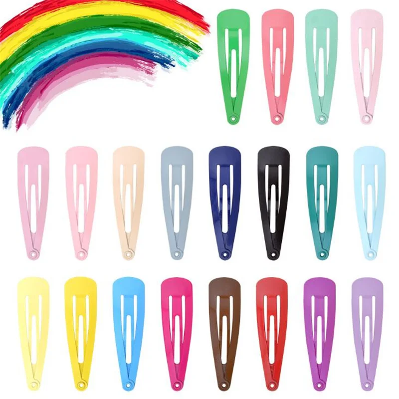 Top Trends: 20 Pcs / lot Cute Colorful Simple Waterdrop Shape DIY Hair Accessories Headwear Kids Girls Lovely 5 Cm BB Hair Clips Hairpins Shoppable Styles