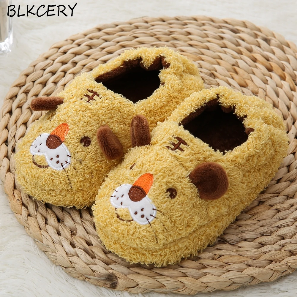 Top Trends: Brand Toddler Boy Slippers For Girl Loafers Plush Warm Cartoon Tiger Children Home Shoes Little Kid Soft Rubber Sole Footwear Shoppable Styles