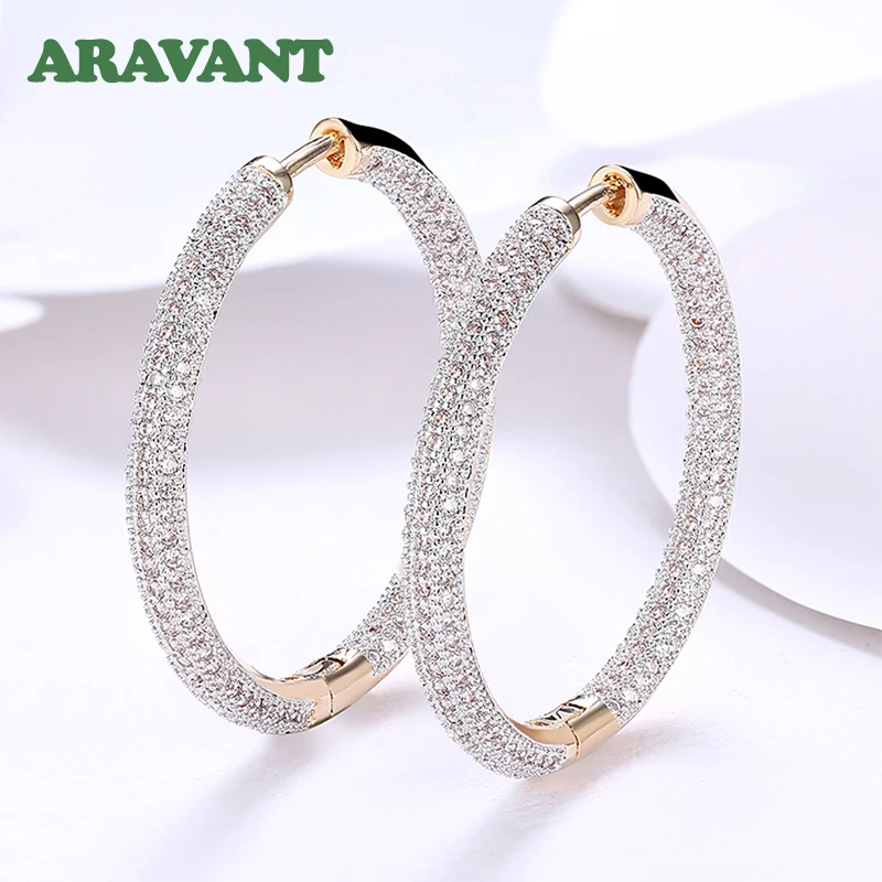 Top Trends: 925 Silver 34mm 18K Gold Circle Hoop Earrings For Women Fashion Wedding Jewelry Shoppable Styles