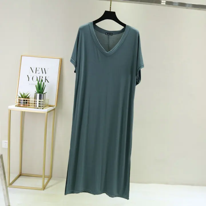 Top Trends: Fdfklak Korean Modal Sleepwear Women Night Shirt Comfortable Long Dress Sexy V Neck Nightgowns Female Lounge Wear Nightdress Shoppable Styles - Image 6