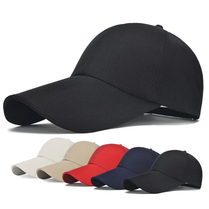 Top Trends: Unisex Long Brim Baseball Cap Dad Baseball Cap Cotton Adjustable Sun Hat Large Visor Anti-UV Adjustable Strap For Outdoor Sports Shoppable Styles