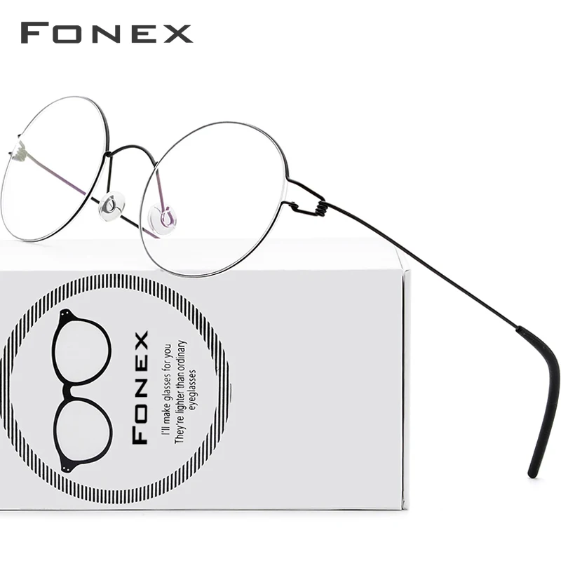 Top Trends: FONEX Screwless Eyewear Prescription Eyeglasses Frame Women Round Myopia Optical Denmark Korean Glasses Frame Men Titanium 98607 Shoppable Styles