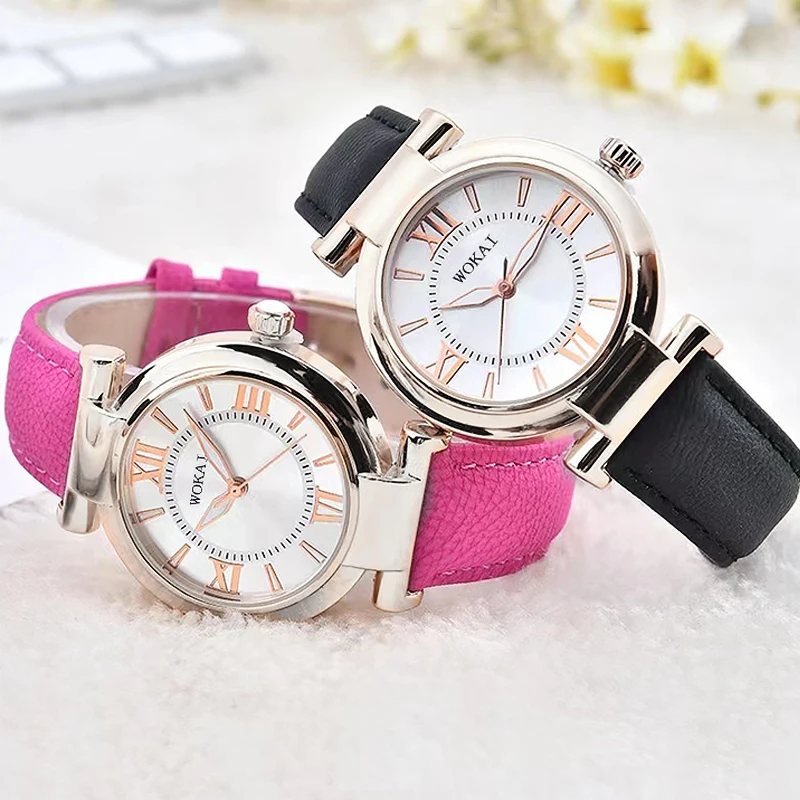 Top Trends: WOKAI High Quality Fashion Casual Women Fresh Style Simple Belt Quartz Watch Female Students Waterproof Luminous Retro Clock Shoppable Styles