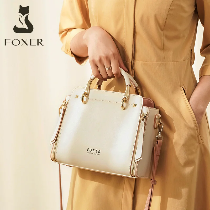 Top Trends: FOXER Women's Split Leather Handbag Stylish Shoulder Messenger Bag Ladies Elegant High Quality Tote Female Luxury Big Pocket Bag Shoppable Styles