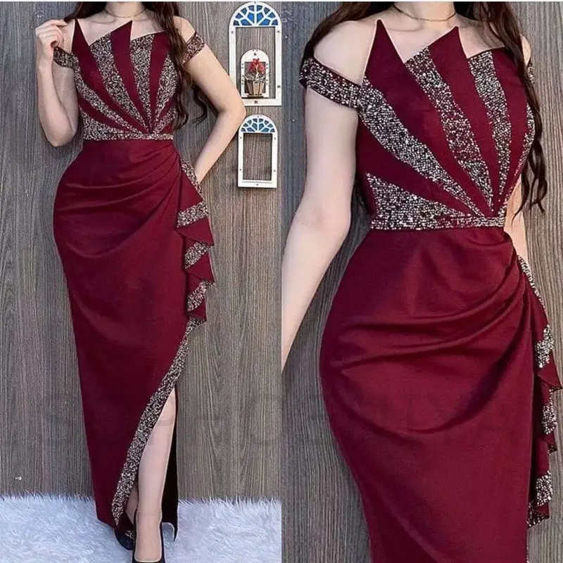 Top Trends: New Arrival Burgundy Arabic Evening Dresses For Women Party Crystals Beading Caftan Dubai Evening Gowns Vestidos De Noche Shoppable Styles