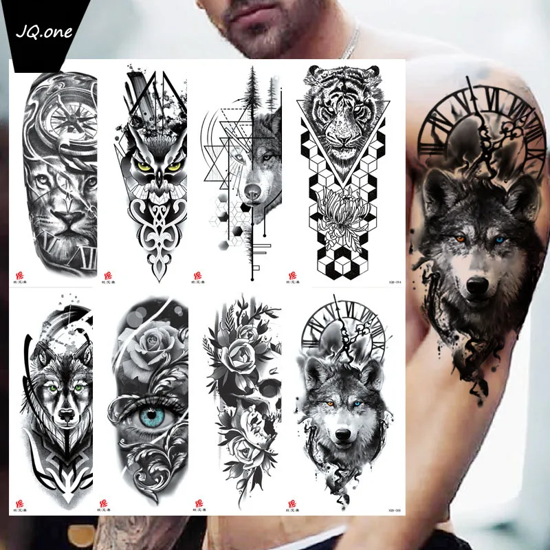 Top Trends: Small Full-Arm Waterproof Temporary Tattoo Sticker Wolf Head Tiger Head Flower Tattoo Body Art Sticker Arm Men And Women Shoppable Styles