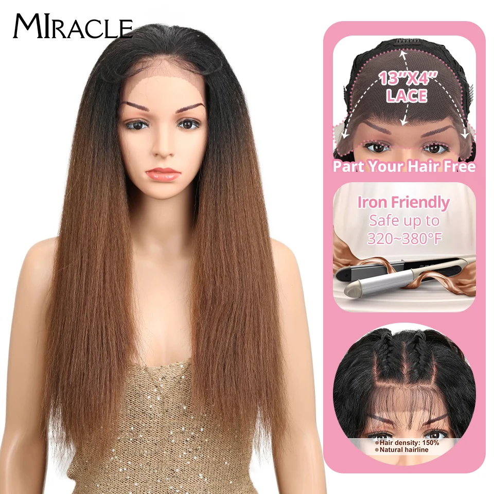 Top Trends: Miracle 13x4 Synthetic Lace Front Wig For Black Women Ombre Blonde Brown Lace Wig 26Inch Yaki Straight Synthetic Lace Front Wig Shoppable Styles