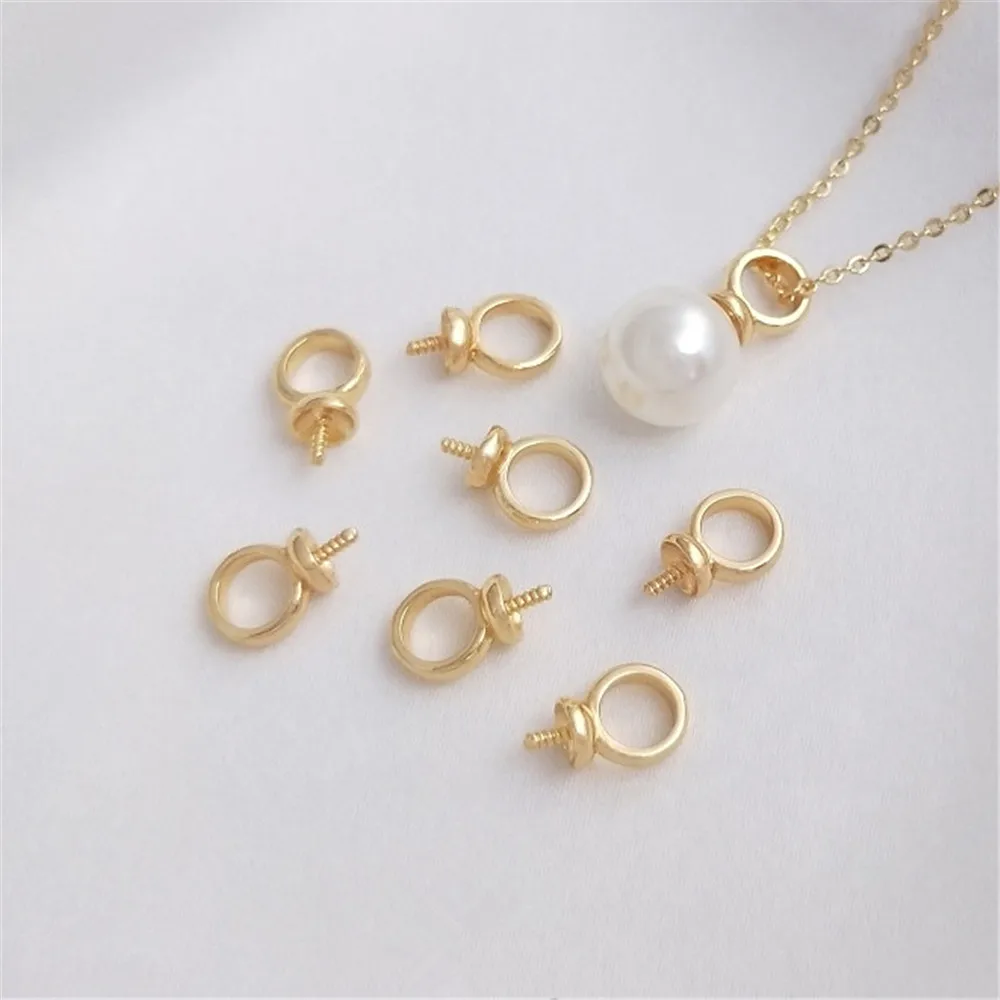 Top Trends: 14K Plated Gold Filled Big Hole Sheep Eye Pendant Hand-stick Half Hole Crystal Pearl Pendant Material Shoppable Styles