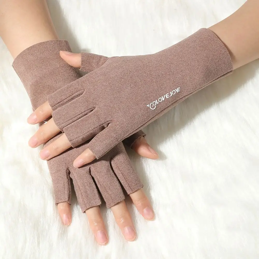 Top Trends: Solid Color Fingerless Gloves Sunscreen Gloves Semi-Finger Short Mittens New Thin Style Non-Slip Driving Half Finger Gloves Shoppable Styles