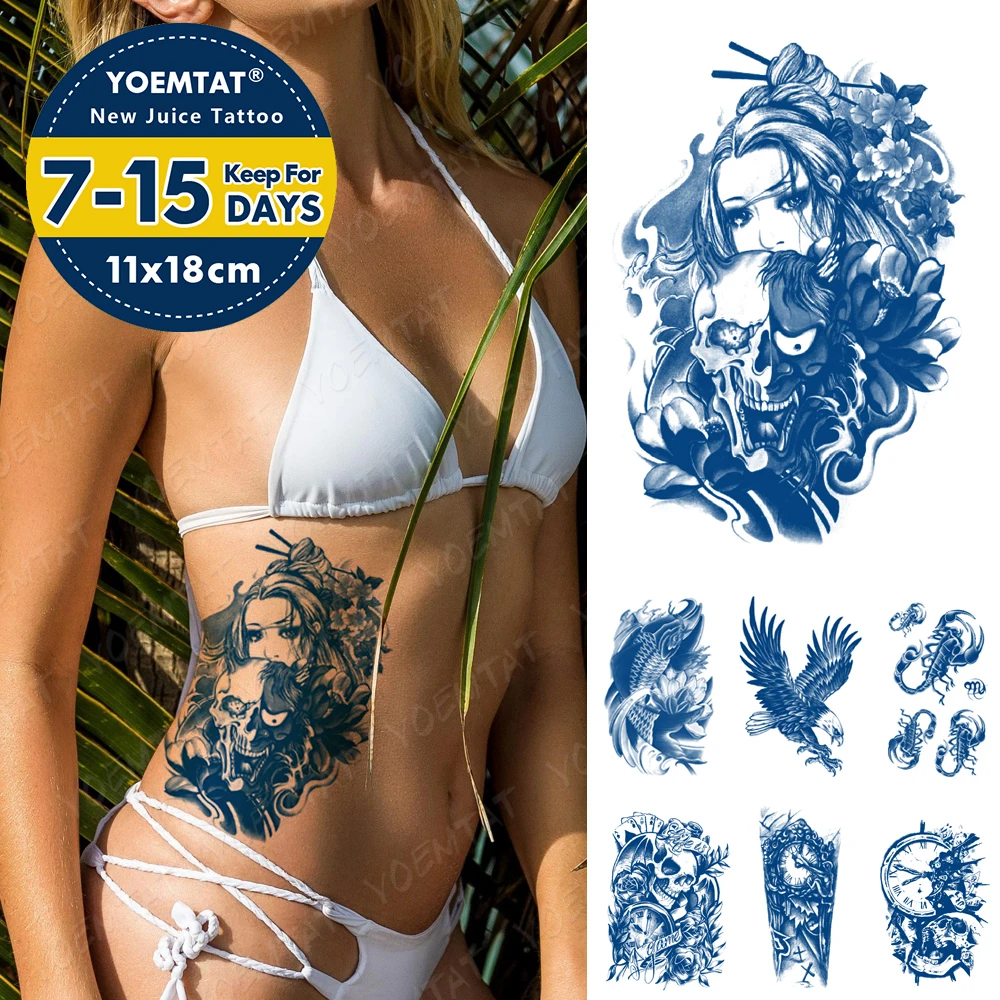 Top Trends: Juice Lasting Ink Tattoos Body Art Waterproof Temporary Tattoo Sticker Geisha Prajna Demon Face Tatoo Arm Fake Eagle Tatto Women Shoppable Styles