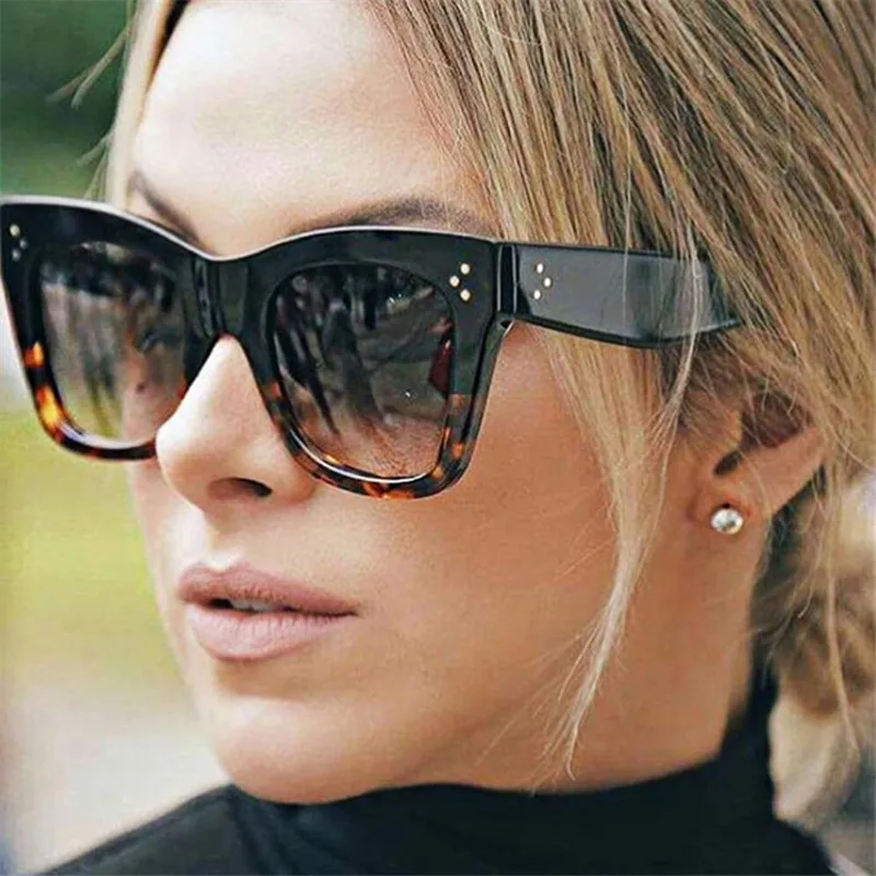 Top Trends: Luxury Rectangle Sunglasses Women Brand Designer PC Frame Gradient Lens Classic Rivet Shades Female Male Fashion Eyewear UV400 Shoppable Styles