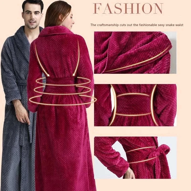 Top Trends: Winter Long Bathrobe Women Fluffy Warm Lover Bath Robe With Sashes Soft Kimono Dressing Gown Solid Comfortable Sleepwear Female Shoppable Styles - Image 6