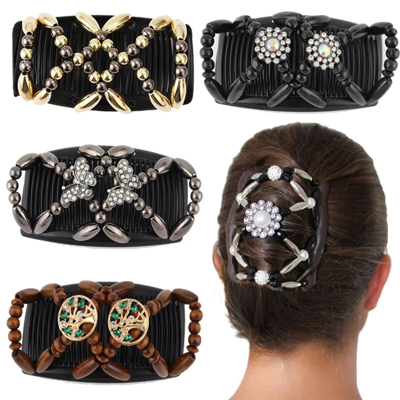 Top Trends: Beads Hair Combs Shiny Rhinestone Beaded Hair Claws Magic Tuck Comb Updo Accessories Elastic Headwear Bun Ponytail Holder DIY1PC Shoppable Styles