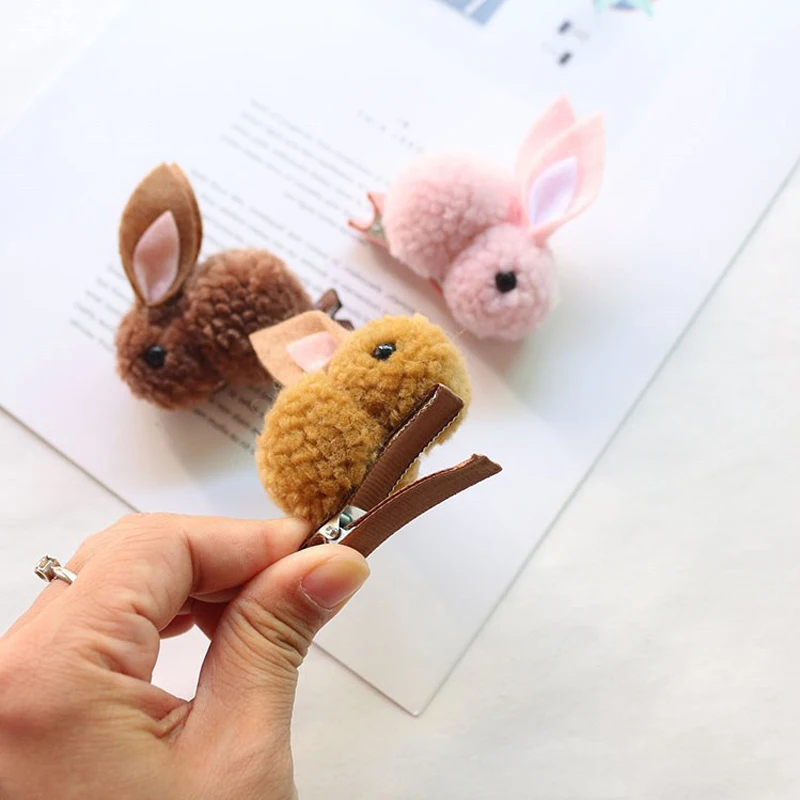 Top Trends: Cute Hair Ball Rabbit Hair Clip Children's Girl Animal Hairpins Korea Simple Hair Accessories Headwear Barrette Stick Hairpin Shoppable Styles - Image 2