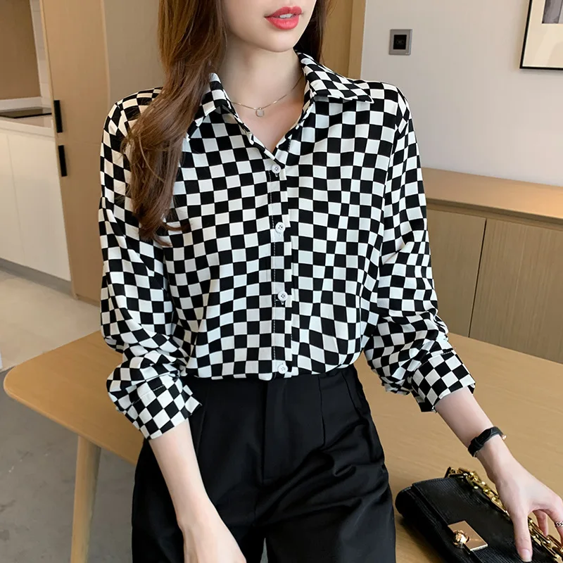 Top Trends: Loose Check Shirt For Women, Long Sleeve Top, Design Sense Of Minority, French Checkerboard, Autumn Fashion, New, Hot Selling Shoppable Styles