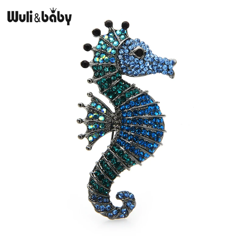 Top Trends: Wuli&baby Sparkling Rhinestone Seahorse Brooches 3-color Sea Animal Office Casual Brooch Pins Gifts Shoppable Styles