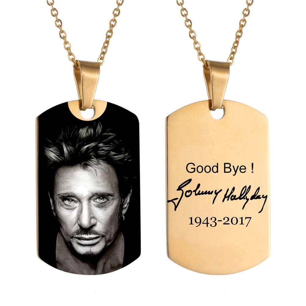 Top Trends: Johnny Hallyday Photo Name Custom Necklace Heart ID Tag Hip Hop Personalized Stainless Steel Gold Color Chain Women Men Jewelry Shoppable Styles