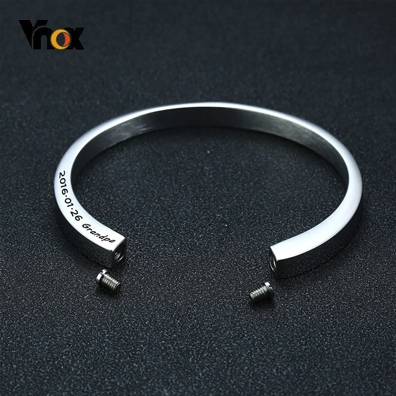 Top Trends: Vnox Free Custom Cremation Urn Bracelet For Ashes Hollow Stainless Steel Mens Cuff Bracelets Never Fade Women Bangle Jewelry Shoppable Styles