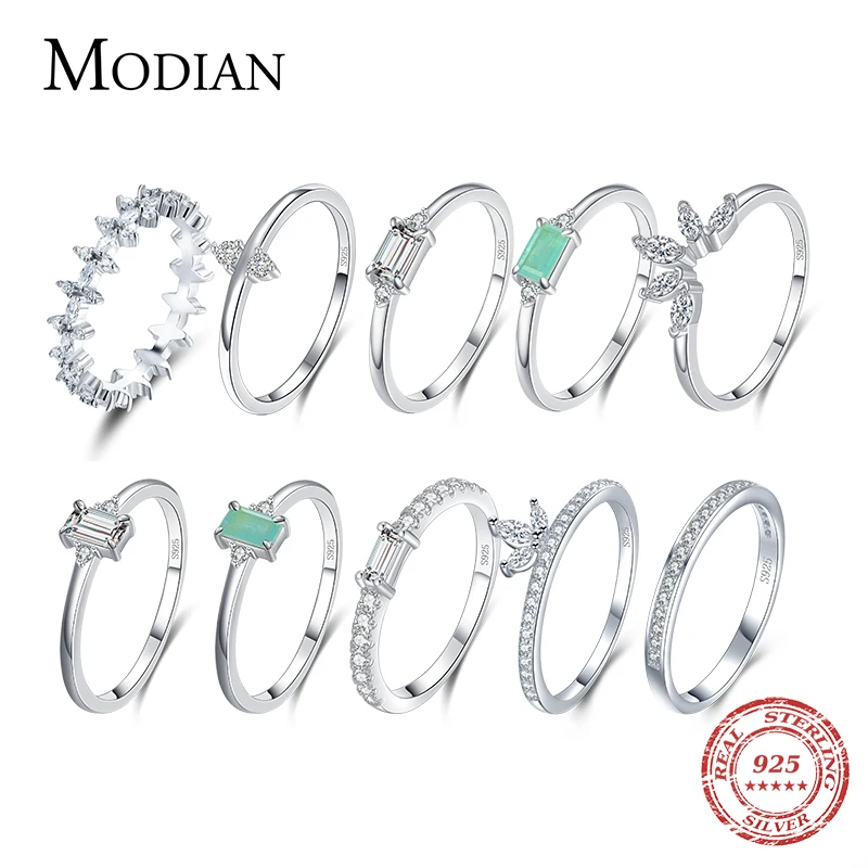 Top Trends: MODIAN Fashion 100% 925 Sterling Silver Tourmaline Finger Rings Classic Clear CZ Wedding Jewelry For Women Engagement Fine Gift Shoppable Styles