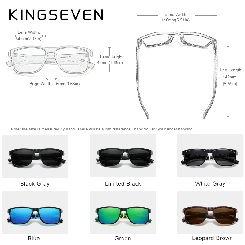 Top Trends: Genuine KINGSEVEN Brand Square Retro Gradient Polarized Sunglasses Women Men Carbon Fiber Pattern Design Outdoor Sports Eyewear Shoppable Styles - Image 5