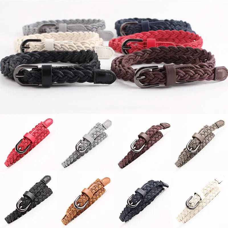 Top Trends: 2020 Fashion Womens Vivid Braided Casual PU Leather Narrow Thin Buckle Strap Waist Belt Skinny Waistband Belts For Women Shoppable Styles