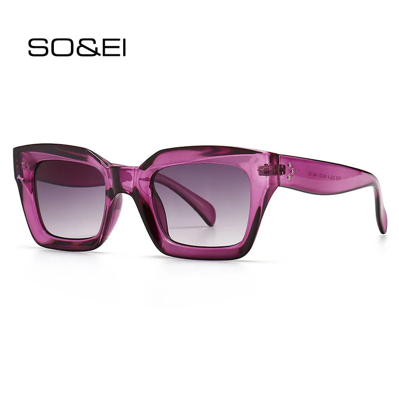 Top Trends: SO&amp;EI Fashion Cat Eye Sunglasses Women Brand Designer Retro Square Blue Purple Eyewear Female Nails Sun Glasses Shades UV400 Men Shoppable Styles