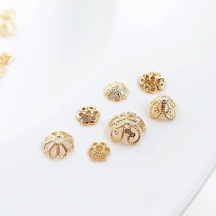 Top Trends: 20PCS 14K Gold Plated Brass Flower Beads Caps High Quality Diy Jewelry Accessories Shoppable Styles