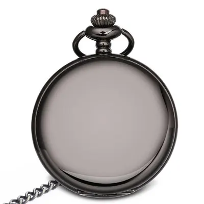 Top Trends: Retro Black Fashion Smooth Steampunk Quartz Pocket Watch Stainless Steel Pendant 37CM Chain For Men Women Shoppable Styles - Image 5