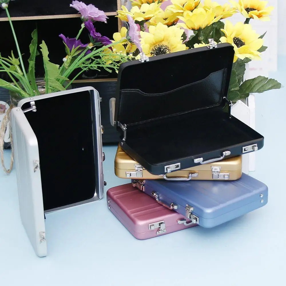 Top Trends: 1pcs Creative Aluminum ID Credit Card Holder Storage Case Box Business Card Case Bank Card Holder Suitcase Shape Organizer Boxes Shoppable Styles