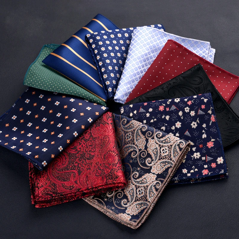 Top Trends: Fashion Men Neck Tie Handkerchief Embriodery Suit Mens Wedding Silk Pocket Square Luxury Paisley Striped Handkerchief Red Hanky Shoppable Styles