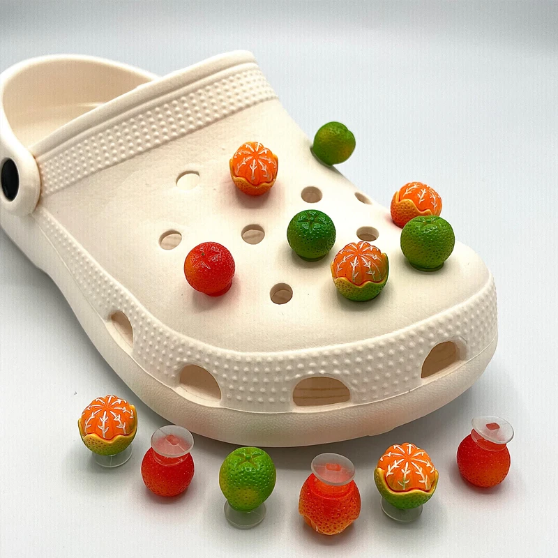 Top Trends: 2021 Orange Fruit Resin 3D Shoe Charms For Croc Clog Shoe Custom Decoration Kid&#039;s Slippers DIY Fashion Shoe Buckle Accessories Shoppable Styles