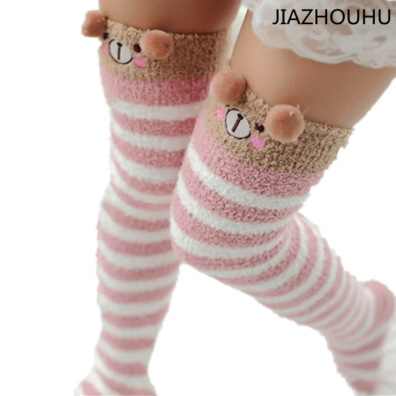 Top Trends: Newly Kawaii Winter Warm Sleep Sock Thicken Girl Animal Sleeping Over Knee Long Socks Striped Cute Compression Thigh High Socks Shoppable Styles