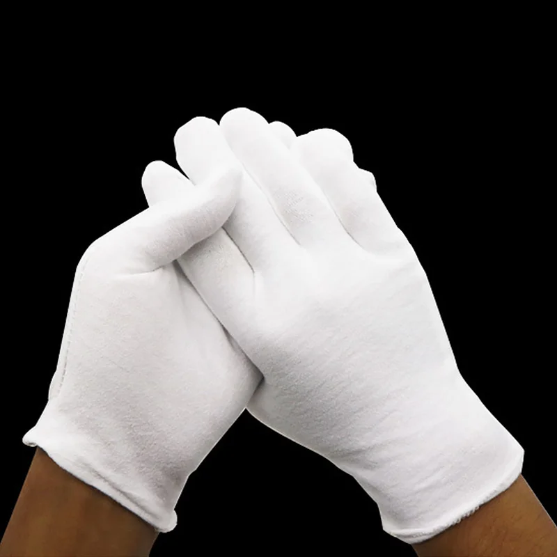 Top Trends: Classic White Full Finger Men Women Etiquette White Cotton Gloves Waiters / Drivers / Jewelry / Workers Mittens Sweat Gloves Shoppable Styles