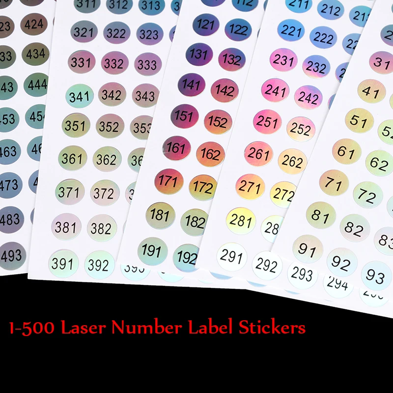 Top Trends: 1 / 2 / 5 Sheet Number 1-500 Laser Marker Stickers For Nail Polish Glue Bottle Waterproof Stickers Shoppable Styles