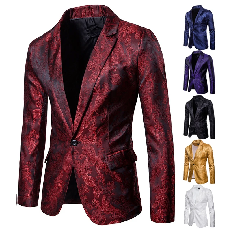 Top Trends: Men Suit Banquet Wedding Suit Party Suit Bar Night Club Blazer Men Tops Bright Suit Paisley Blazer Fashion Men's Suit Shoppable Styles