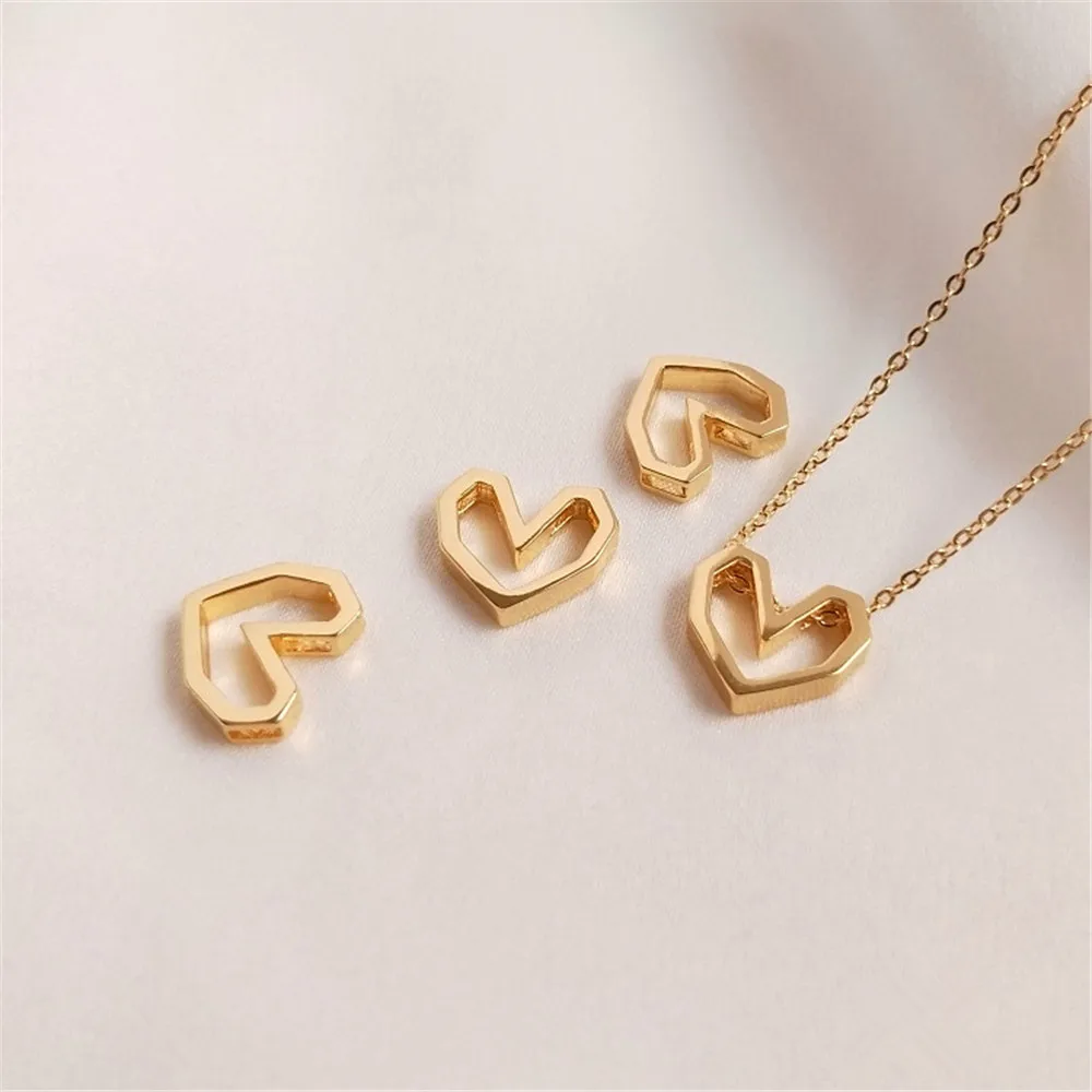 Top Trends: 14K Gold Plated Geometric Frame Heart Shape Heart Pendant DIY Necklace Clavicle Chain Pendant Earrings Accessories Shoppable Styles