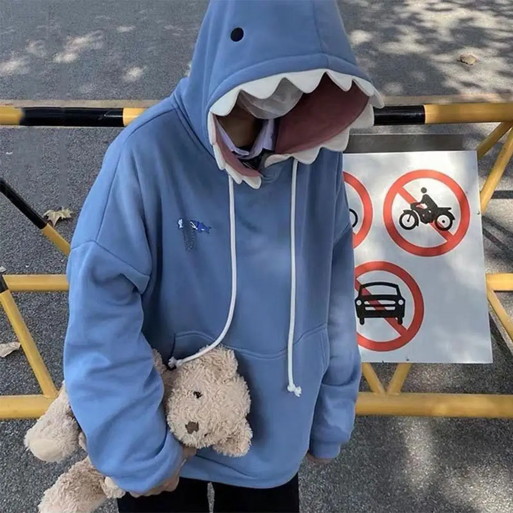 Top Trends: Funny Shark Patchwork Hoodies Man Autumn Kawaii Sweatshirt 2023 Casual Long Sleeve Pullover School Couple Clothes New Shoppable Styles