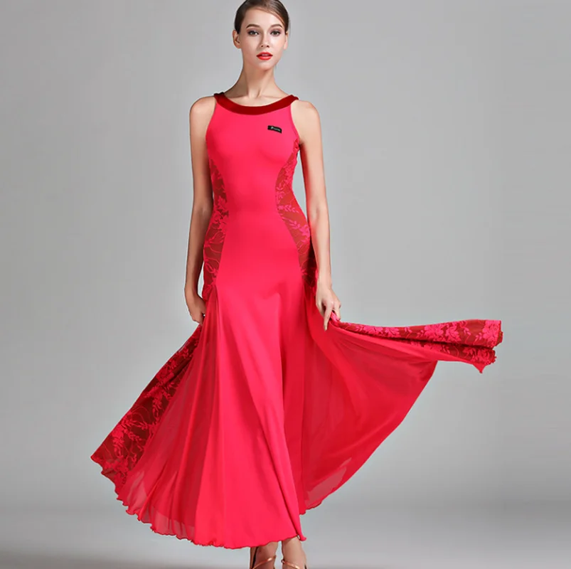 Top Trends: NEW Ladies Latin Ballroom Modern Tango Waltz Dance Dress Long Lace Dress #S9022 Shoppable Styles - Image 6