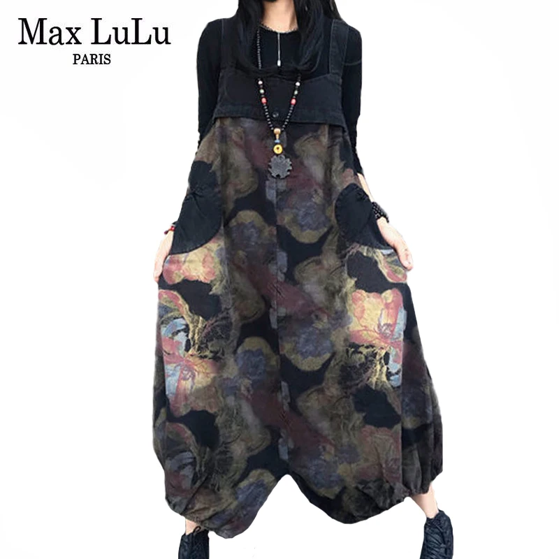 Top Trends: Max LuLu Spring New Fashion 2024 Womens Gothic Jeans Loose Vintage Ladies Overalls Printed Flowers Oversized Casual Harem Pants Shoppable Styles