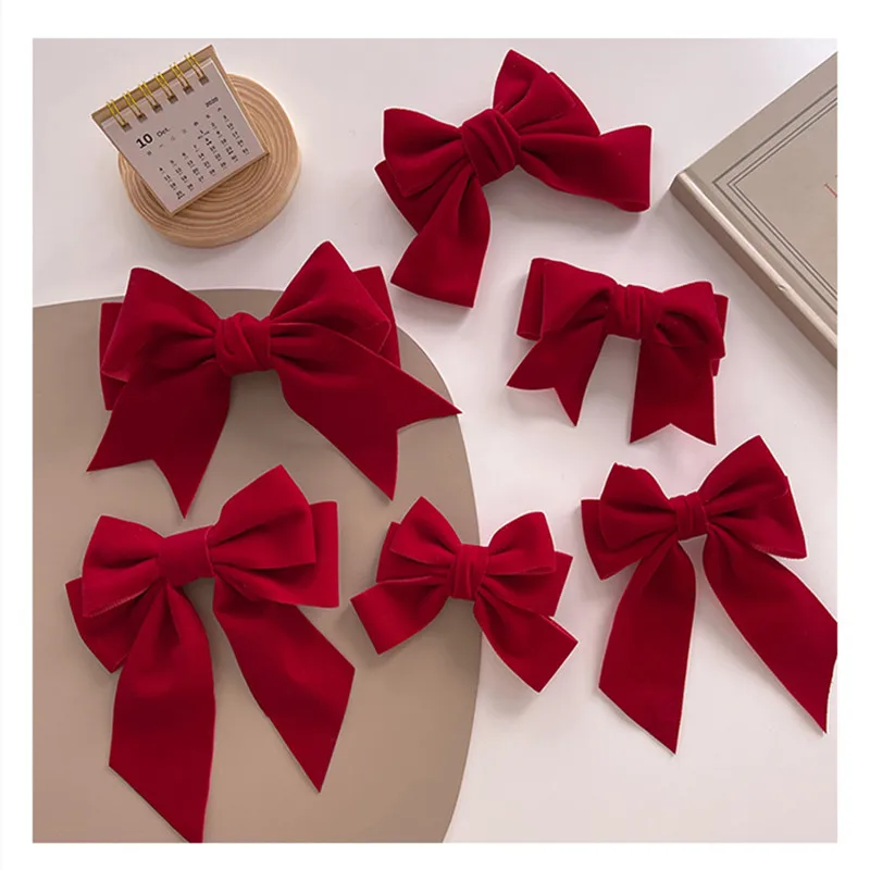 Top Trends: 1PC Velvet Bow Hair Clip Elegant Bow Tie Hairpins Vintage Barrettes For Women Girls Black Wine Red Hairpins Hair Accessories Shoppable Styles