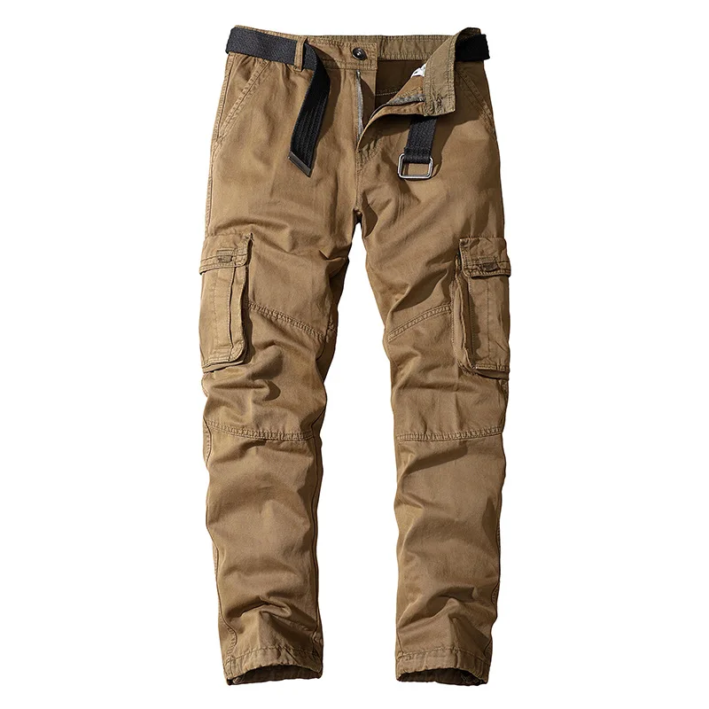 Top Trends: Cargo Pants Men Cotton Full Length Mens Casual Pants Outdoor Military Multi Pocket Cargo Trousers Men MID Solid Pants No Belt Shoppable Styles